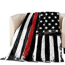 Load image into Gallery viewer, All-Season Reversible Down Alternative Quilted Comforter Black White and Red American Flag Lightweight Soft Microfiber Bedding Bedspread, Honoring Firefighters Redline Throw Blankets for Sofa Decor
