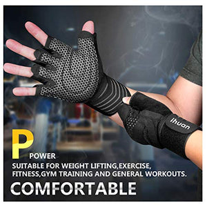 Updated 2020 Version Professional Ventilated Weight Lifting Gym Workout Gloves with Wrist Wrap Support for Men & Women, Full Palm Protection, for Weightlifting, Training, Fitness, Hanging, Pull ups