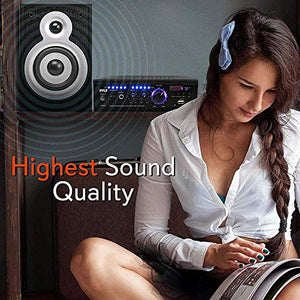 Wireless Bluetooth Home Stereo Amplifier - 2x120 Watt Power Amplifier Home Audio Bluetooth Receiver System W/Blue Led Display, USB/SD, AUX, RCA, Headphone Jack - Remote - Pyle PCAU46BA