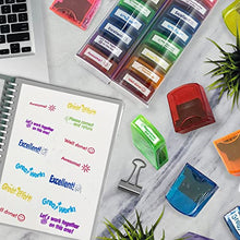 Load image into Gallery viewer, Bertiveny Teacher Stamps for Grading Classroom，Parent Signature Self-Inking Teacher Stamp Set School Supplies Stamps for Homework Reward with 8 pcs Teacher Supplies for Classroom Elementary(Rainbow)

