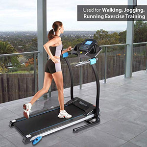 SereneLife Smart Digital Folding Treadmill - Electric Foldable Exercise Fitness Machine, Large Running Surface, 3 Incline Settings, 16 Preset Program, Sports App for Running & Walking (SLFTRD25)