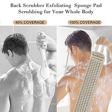 Load image into Gallery viewer, Suntee Exfoliating Back Scrubber &amp; Exfoliating Sponge Pad Set for Shower, Bath Shower Scrubber for Men and Women, Luffa Scrubber to Deep Clean Relax Your Body (36.5&#39;&#39; length 4.5&#39;&#39; width)
