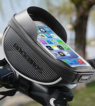 Load image into Gallery viewer, ROCKBROS Bike Phone Mount Bag Bike Front Frame Handlebar Bag Waterproof Bike Phone Holder Case Bicycle Accessories Pouch Sensitive Touch Screen Compatible with iPhone 11 XS Max XR 8 Plus Below 6.5"
