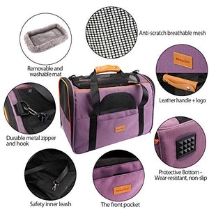 morpilot Pet Travel Carrier Bag, Portable Pet Bag - Folding Fabric Pet Carrier, Travel Carrier Bag for Dogs or Cats, Pet Cage with Locking Safety Zippers, Foldable Bowl, Airline Approved