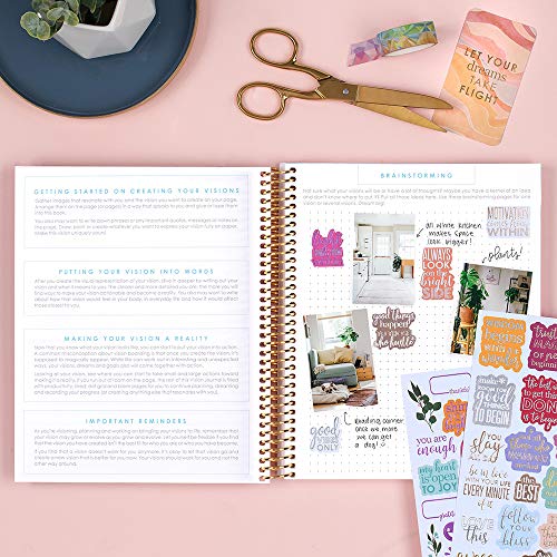 Load image into Gallery viewer, Erin Condren Prompted Vision Journal - Sapphire Interchangeable Cover with Gold Coil. 160 Pages of Planning Potential. Vision Spreads, Lined Pages, Dot Grid Pages, Sketchbook Pages