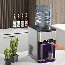 Load image into Gallery viewer, PETSITE Countertop Water Cooler Dispenser with Ice Maker, 3 in 1 Top-Loading Hot &amp; Cold Water Dispenser 5 Gallon, 48 LBS Daily-Ice, Portable Ice Cube Makers Machine for Home Kitchen Office Bar
