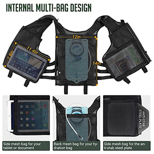 HUNTSEN Tactical Vest for Men Lightweight Adjustable Outdoor Training Breathable Vest for Adults with Detachable Belt