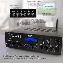 Load image into Gallery viewer, Wireless Bluetooth Power Amplifier System - 200W Dual Channel Sound Audio Stereo Receiver w/ USB, AUX, MIC IN w/ Echo, Radio - For Home Theater Entertainment via RCA, Studio Use - Pyle PDA65BU,Black

