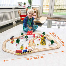 Load image into Gallery viewer, 60 Pcs Crane Train Set-Wooden Tracks &amp; Exclusive Crane &amp; Trains- Fits Thomas, Chuggington, Melissa- Gift Packed Toy Railway Kits- Kids Friendly Building Toy for 3+ Years Old Girls &amp; Boys
