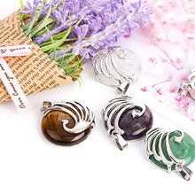 Load image into Gallery viewer, Peacock Crystal Pendant Necklace Chakra Healing Women's Pendant Meditation Aura Stone Jewelry Lucky Blessing Gift (Green Aventurine)
