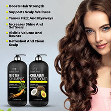 Load image into Gallery viewer, Botanic Hearth Biotin Shampoo and Conditioner with Collagen - Fights Hair Loss &amp; Thinning with Korean Ginseng &amp; Turmeric, Conditioner Promotes Hair Growth with Avocado and Coconut - 16 fl oz x 2
