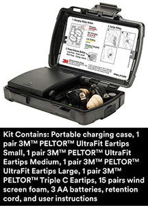 3M PELTOR TEP-200 Tactical Earplug Kit, NRR 23dB, Rechargeable, Noise Reduction, Construction, Law Enforcement