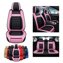 Load image into Gallery viewer, SOGLOTY Car Seat Covers Faux Leather Auto Vehicle Front Back Seat Cushion Cover Protector for Cars SUV Pick-up Truck Universal Full Set for Auto Interior Accessories (Front Rear, Pink)
