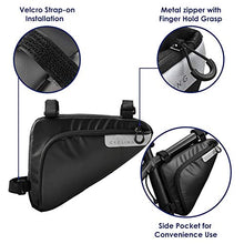 Load image into Gallery viewer, WOTOW Bike Storage Frame Bag, Roswheel Bicycle Front Tube Triangle Water Resistant Cycling Pack Strap On Saddle Pouch Bike Accessories Tool Accessible Storage Bag for Road Mountain Commute Bike
