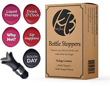 Load image into Gallery viewer, KORBAR – 5 Funny Reusable Silicone Caps Stoppers +1 Pourer, For Wine Bottle - Perfect Gift Accessory

