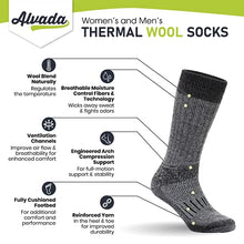 Load image into Gallery viewer, Warm Thermal Wool Socks for Winter Moisture Wicking and Breathable Cozy Boot Socks Charcoal ML
