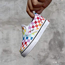 Load image into Gallery viewer, Vans Toddier Slip-On (Checkerboard) Rainbow/True White VN000EX8U09 Toddler Size 5
