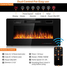 Load image into Gallery viewer, Tangkula 36 Inches Recessed Electric Fireplace, in-Wall &amp; Wall Mounted Electric Heater with Adjustable Flame Color &amp; Speed, Remote Control, Touch Screen, 750-1500W (36 Inches)
