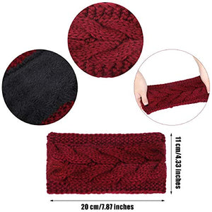 6 Pieces Winter Cable Knit Headband Fleece Lined Winter Ear Warmer Headband Wrap for Christmas Valentine’s Day Giving (Classic Colors)