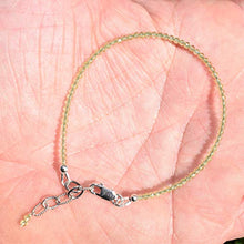 Load image into Gallery viewer, Adjustable 6.5&quot; to 7.5&quot; Micro-Faceted 2mm Peridot Bracelet Sterling Silver (Selenite Charged) Reiki by Zenergy Gems
