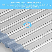 Load image into Gallery viewer, Roll Up Dish Drying Rack Over Sink Seropy Over The Sink Dish Drying Rack Kitchen Dish Drainer, Folding Dish Rack for Kitchen Sink Counter Stainless Steel Mat Foldable Dish Dryer Racks(17" x 13.7")
