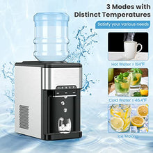 Load image into Gallery viewer, PETSITE Countertop Water Cooler Dispenser with Ice Maker, 3 in 1 Top-Loading Hot &amp; Cold Water Dispenser 5 Gallon, 48 LBS Daily-Ice, Portable Ice Cube Makers Machine for Home Kitchen Office Bar
