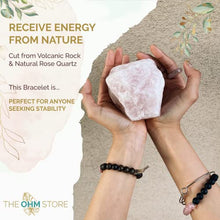 Load image into Gallery viewer, Tibetan Singing Bowl Set Bundle with Lava Stone and Rose Quartz Mala Bracelet — Handcrafted in Nepal for Chakra Healing, Meditation, Intention Setting, and Mantra Recitation
