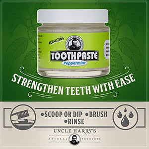 Uncle Harry's Peppermint Remineralizing Toothpaste | Natural Whitening Toothpaste Freshens Breath & Promotes Enamel | Vegan Fluoride Free Toothpaste (4 Pack)