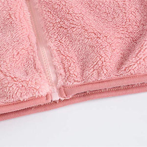 Baby Boy Girl Cute Ear Hoodie Cashmere Cardigan Coat Winter Thick Warm Plush Sweater Outerwear Kids Fleece Jacket (Pink, 18-24 Months)