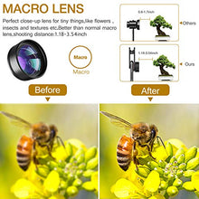 Load image into Gallery viewer, Phone Camera Lens,Upgraded 3 in 1 Phone Lens kit-198° Fisheye Lens + Macro Lens + 120° Wide Angle Lens,Clip on Cell Phone Lens Kits Compatible with iPhone,iPad,Most Android Phones and Smartphones
