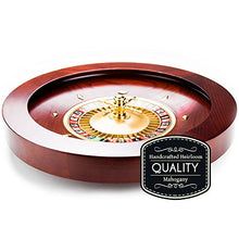 Load image into Gallery viewer, Brybelly Deluxe Wooden Roulette Wheel Set,18" Red/Brown Mahogany with Double-Zero Layout, Casino Grade Precision Bearings, Aircraft Aluminum Dish,Chrome-Plated Brass Turret Casino Game Night Essential (GROU-002)
