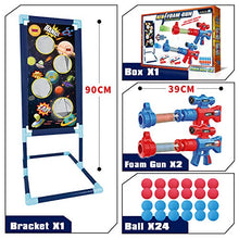 Load image into Gallery viewer, LURLIN Shooting Game Toy for Age 6, 7, 8,9,10+ Years Old Kids, Boys - 2pk Foam Ball Popper Air Guns &amp; Shooting Target &amp; 24 Foam Balls - Ideal Gift - Compatible with Nerf Toy Guns…
