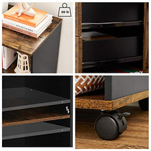 Load image into Gallery viewer, VASAGLE Industrial 3-Drawer File Cabinet, Mobile Lateral Filing Cabinet with Open Compartments, for A4, Letter Sized Documents, Printer Stand, Rustic Brown and Black UOFC041B01
