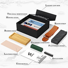 Load image into Gallery viewer, Complete Knife Sharpening Stone Set, KERYE Professional Japanese Whetstone Sharpener, Premium 4 Side Grit 400/1000 3000/8000 Water Stone, Flattening Stone, Chisel Honing Guide, Cut Resistant Gloves
