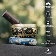 Load image into Gallery viewer, Tibetan Singing Bowl Set ~ 7 Chakra Crystal Stones and Rose Quartz Pendulum ~ Easy to Play with Fabric Case, Cushion, and Mallet ~ For Meditation, Yoga, Spiritual Healing, and Mindfulness
