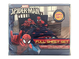 Jay Franco Spiderman Saving The Day 4 Piece Full Sheet Set (Offical Marvel Product), Blue