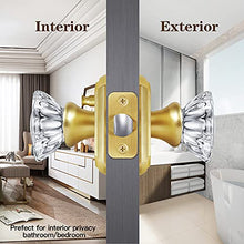 Load image into Gallery viewer, CLCTK Premium Glass Door Knobs, Bathroom Bedroom Door Knobs with Lock, Privacy Gold Door Knob Interior, Satin Brass

