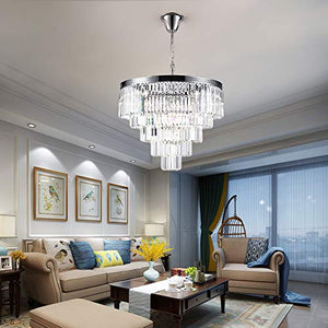 Luxury Modern Crystal Chandeliers Lighting Ceiling Lamp Lights Fixture With 5 Tiers for Dining Room, Living Room(12 Lights Chrome)