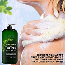 Load image into Gallery viewer, MAJESTIC PURE Tea Tree Body Wash with Collagen - Helps Nail Fungus, Athletes Foot, Ringworms, Jock Itch, Acne, Eczema &amp; Body Odor - Soothes Itching - (Packaging May Vary), Set of 2, 16 fl oz
