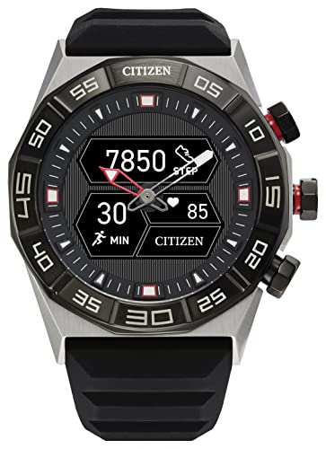 Citizen CZ Smart PQ2 Hybrid Smartwatch with YouQ Wellness app Featuring IBM Watson® AI and NASA Research, Black and White Customizable Display, Bluetooth, HR, Activity Tracker, 18-Day Battery Life