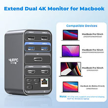 Load image into Gallery viewer, USB C Docking Station Dual 4K Monitor for MacBook Pro/Air, 4URPC 13-in-2 USB C Docking Station, USB C Dock with 2 HDMI, DP, 7 USB Ports, USB C PD 3.0, RJ45 Ethernet, 3.5mm Audio, Plug and Play
