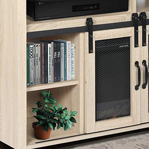 ENSTVER TV Stand for TVs up to 55" with Electric Fireplace Included,Media Storage Television Console for Living Room (White Oak)