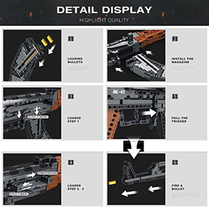 1366 Pcs Rifle AK-47 Blaster Shooting Building Bricks, Realistic Gun Mechanical Submachine Model Set, Compatible with Lego