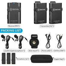 Load image into Gallery viewer, BOYA Wireless Lavalier Microphone System for DSLR Camera Camcorder Phone 2.4GHz Professional Wireless Lapel Mic for Video Recording vlog Live Streaming Interview(WM4 PRO K2, 2 Transmitters 1 Receiver)
