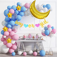 Load image into Gallery viewer, Gender Reveal Decorations - Pink and Blue Balloon Garland Arch Kit with 36''Gold Foil Moon&amp;Stars Confetti Balloon Gender Reveal Banner for Gender Reveal Birthday Baby Shower Party Decorations Supplies
