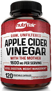 Apple Cider Vinegar Capsules with Mother 1600mg - 120 Vegan ACV Pills - Best Supplement for Healthy Weight Loss, Diet, Keto, Digestion, Detox, Immune - Powerful Cleanser & Appetite Suppressant Non-GMO
