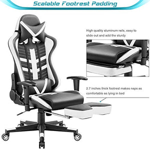 Homall Executive Desk Footrest Computer Swivel Office Headrest and Lumbar Support Ergonomic High-Back Racing Chair, Black/White