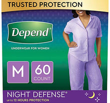 Load image into Gallery viewer, Depend Night Defense Incontinence Underwear for Women, Disposable, Overnight, Medium, Blush, 60 Count (4 Packs of 15) (Packaging May Vary)

