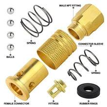 Load image into Gallery viewer, GASHER 1/4-Inch Brass Industrial Coupler,1/4 Inch NPT Threads Size, Quick Connect Air Coupler &amp; Air Plug
