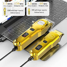 Load image into Gallery viewer, Hatteker Hair Clipper &amp; Trimmer Set for Men IPX7 Waterproof Cordless Barber Clipper for Hair Cutting Kit with T-Blade Trimmer Beard Trimmer Kids Clipper Professional USB Rechargeable (Gold)
